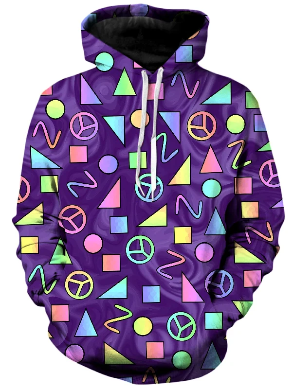 Can't Miss Retro Shapes Peace Symbols Purple Unisex Hoodie