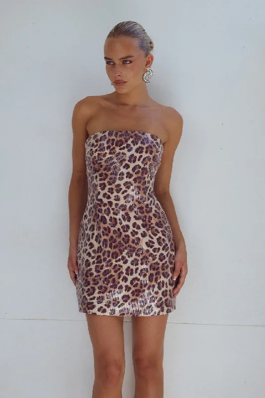 Deal Dash IBIZA MINI DRESS - LEOPARD PRINT
