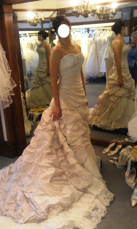 Blowout Sale Other Strapless Low Back Gown with Lace and Pickup Skirt