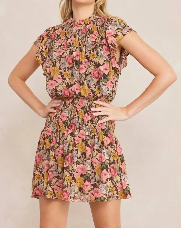 Bonus Savings Fall In Love Dress In Brown Multi