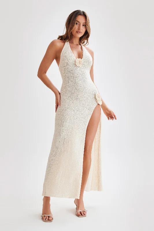 Mega Sale Cherie Knit Halter Maxi Dress - Nude