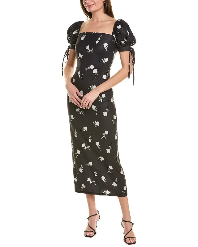 Markdown Madness JL Luxe Puff Sleeve Midi Dress