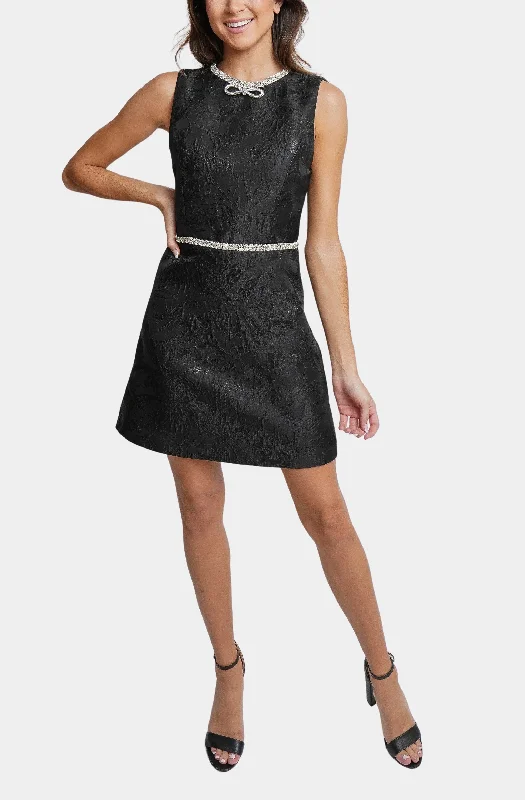 Savings Alert Ellis Embellished Crew Neck Sleeveless Mini Dress with Bows