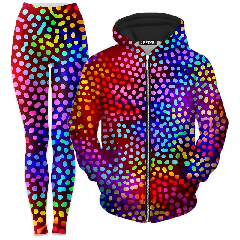 Year-End Clearance Solar Dots Zip-Up Hoodie and Leggings Combo
