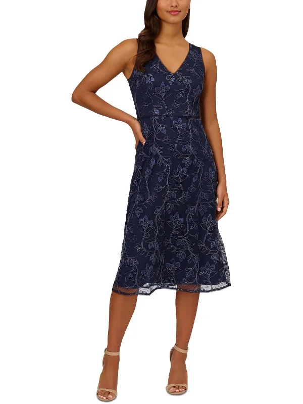 Epic Deals Womens Mesh Floral Embroidery Cocktail and Party Dress
