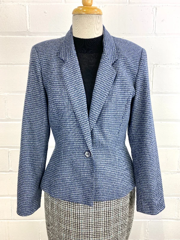 Buy Now Vintage 1980s Blue Houndstooth Blazer, Small