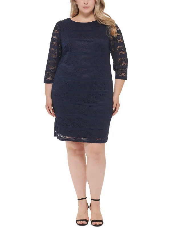 Special Savings Plus Womens Lace Overlay Wedding Cocktail and Party Dress