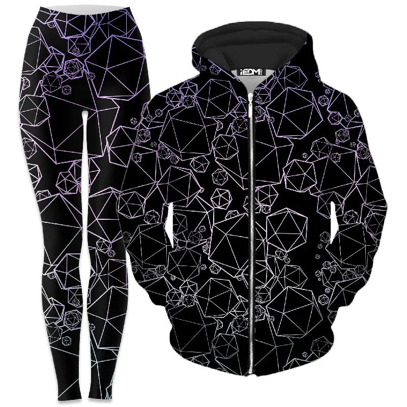 Daily Deals Icosahedron Madness Cold Zip-Up Hoodie and Leggings Combo