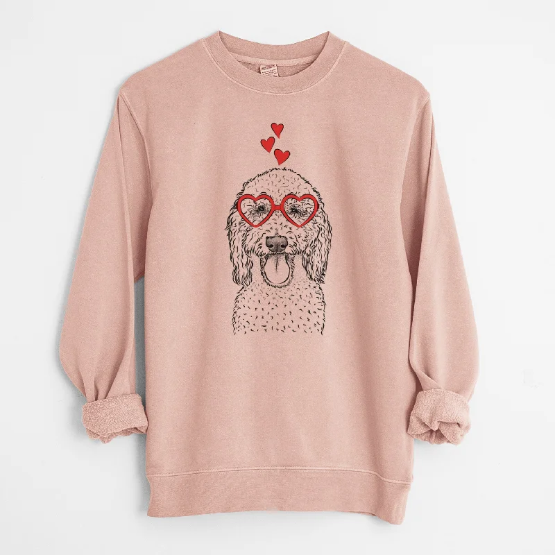 Can't Miss Valentine Pavlov the Goldendoodle - Unisex Pigment Dyed Crew Sweatshirt