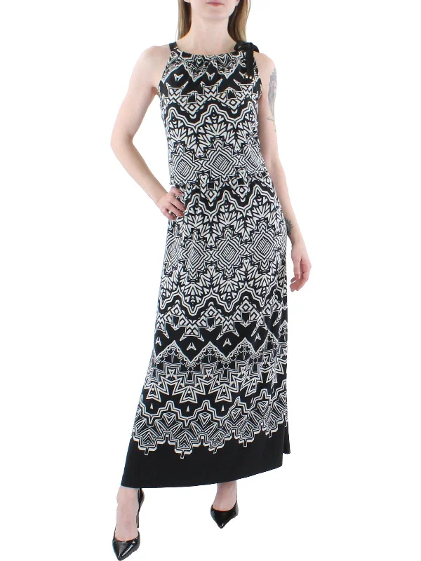 Extra Discounts Petites Womens Printed Blouson Maxi Dress