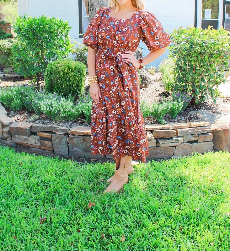 Seasonal Clearance Willa Dress In Anemone Chocolate