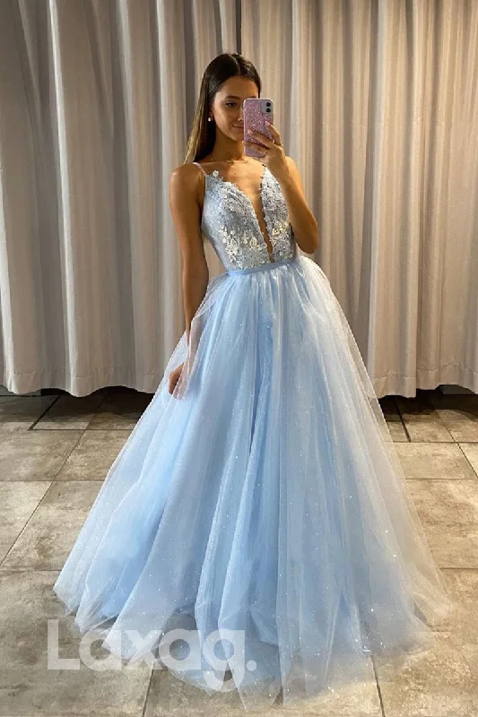 Price Cut 17798 - Attractive V-Neck Lace Applique Long Prom Dress with Detachable