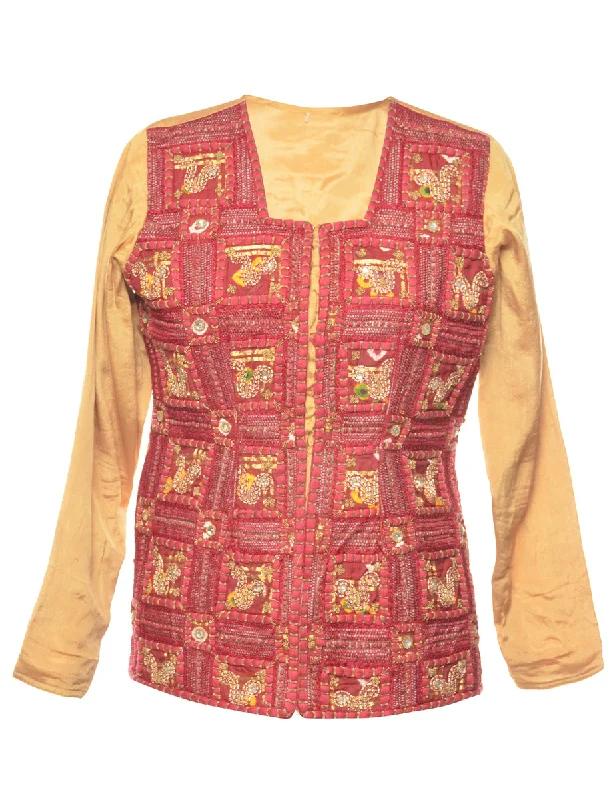 Major Savings Embellished Maroon & Gold Jacket - M