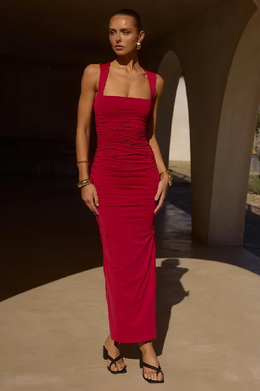 Bargain Bin SHARNI MIDI DRESS - CHERRY RED