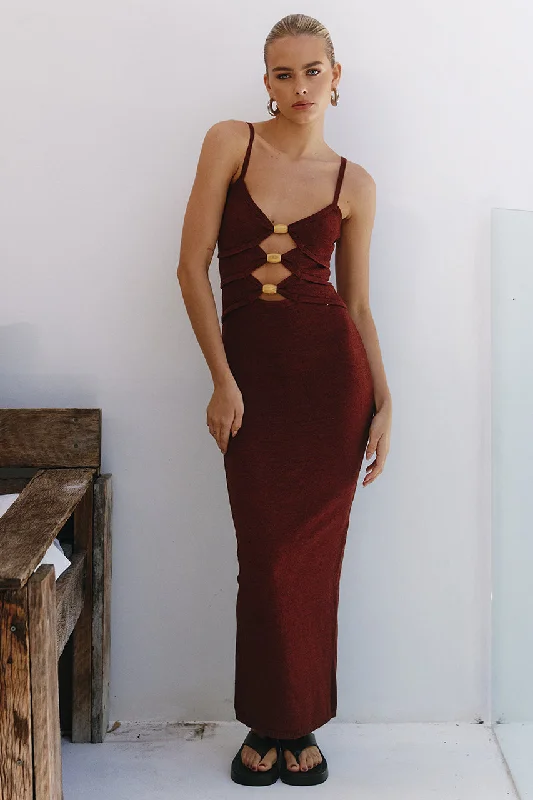 Steals and Deals NORMANI MIDI DRESS - CHOCOLATE