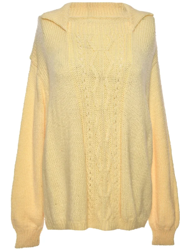 Act Now Hand Knitted Cream Jumper - L