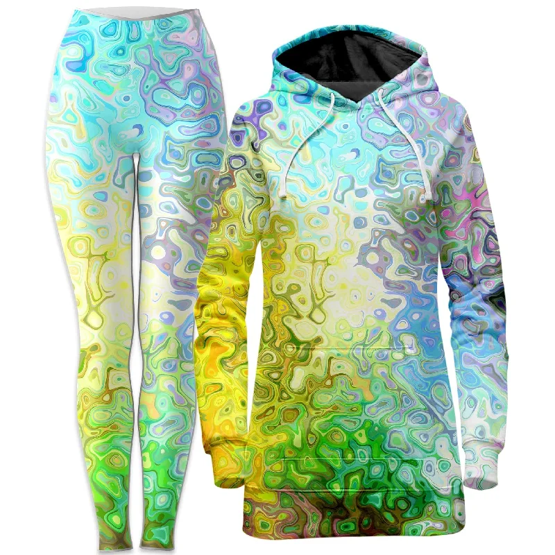 Price Cut Color Jumble Hoodie Dress and Leggings Combo