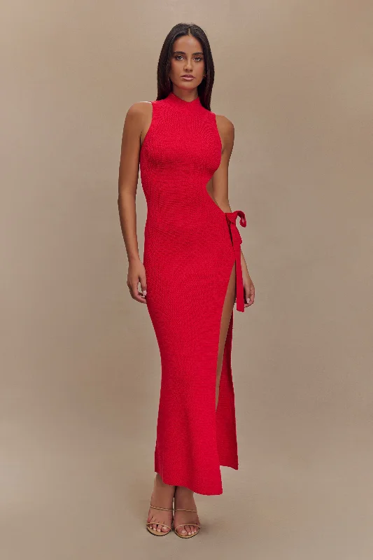 Must-Have Deals Stephanie Cut Out Knit Maxi Dress - Red