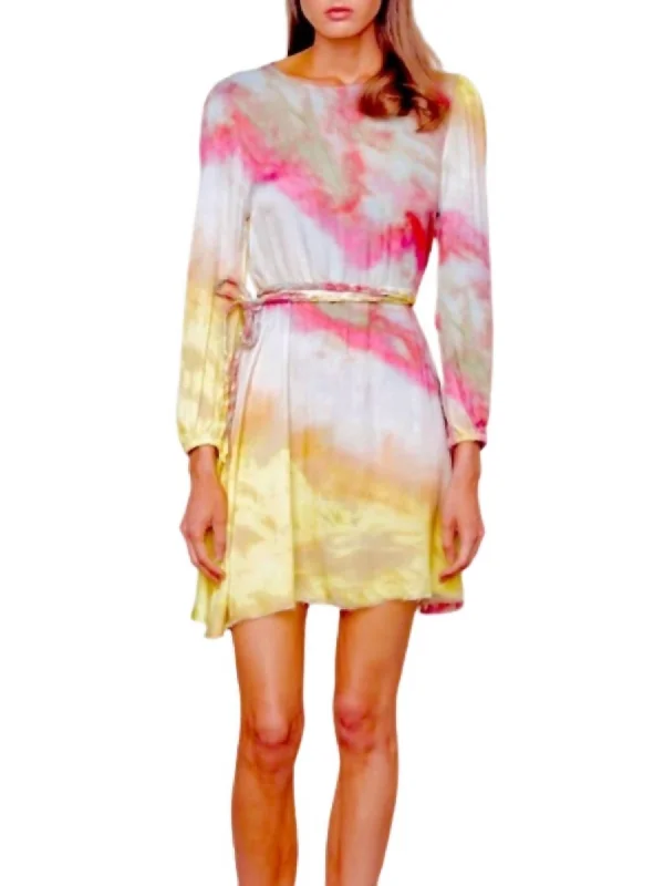 Friends and Family Sale Gilmour Dress In Pink Citron Tie Dye