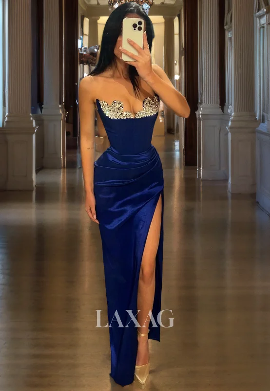 Limited Availability 16800 - A-line V-neck Tulle Appliques Sparkly Prom Dress with Slit