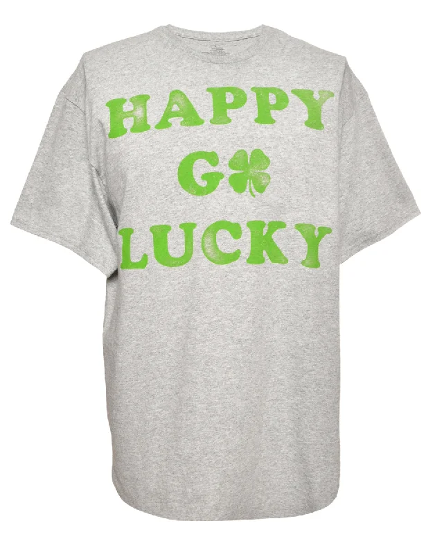 Stock Clearance Grey Printed T-shirt - M