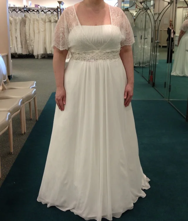 Doorbuster Deal David's Bridal Chifon A-line with beaded empire waist/9v9743