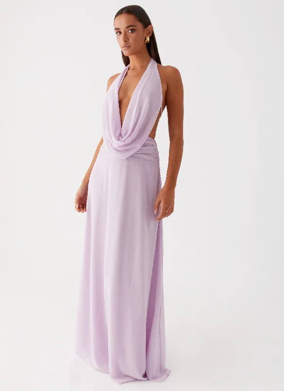 Hurry In Elysia Chiffon Maxi Dress - Lilac