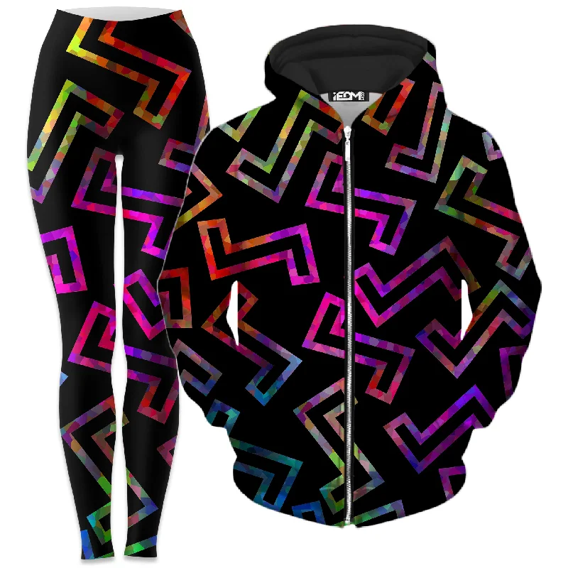 Bargain Blast Sparkle Geometric Zip-Up Hoodie and Leggings Combo