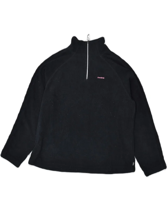 Savings Galore REEBOK Womens Zip Neck Fleece Jumper UK 16 Large Black Polyester