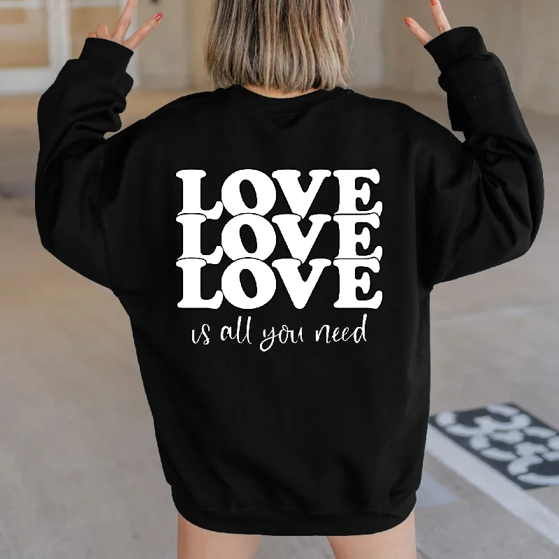 Limited Time Offer Women Casual LOVE Letter Print Round Neck Long Sleeve Basic Sweatshirt