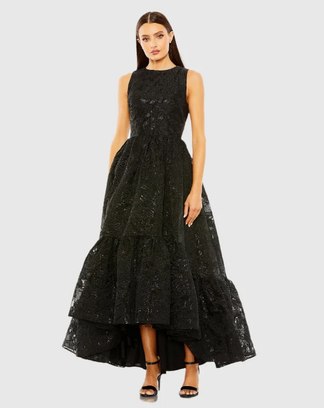 Price Reduction Sleeveless High Low Brocade Gown