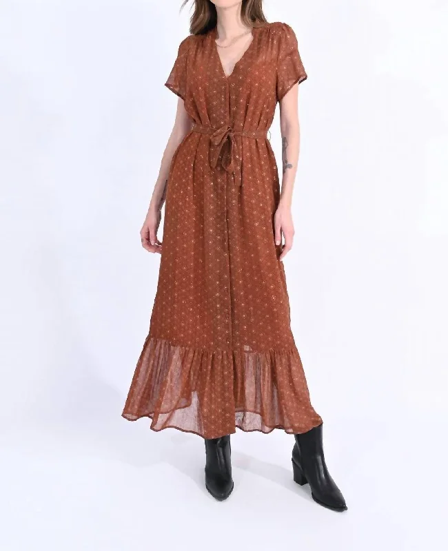 Savings Event Golden Hour Dress In Rust Clarisse