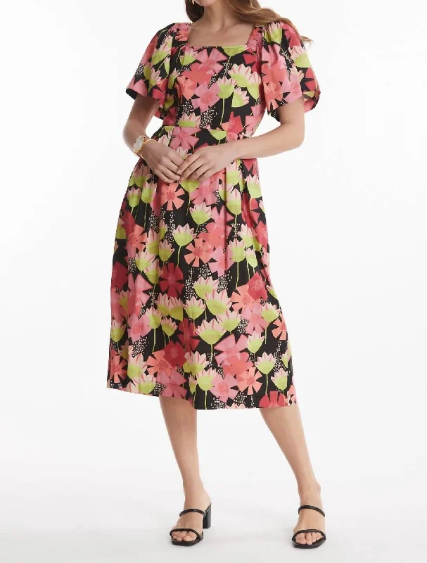 Best Seller Brit Abstract Floral Tie Back Dress In Multi