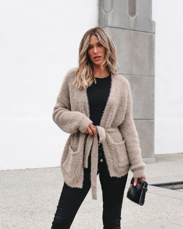 Super Sale Muse By Magnolia Fuzzy Taupe Cardigan - FINAL SALE