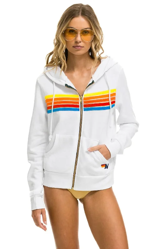 Instant Discount 5 STRIPE HOODIE - WHITE // NEON RAINBOW