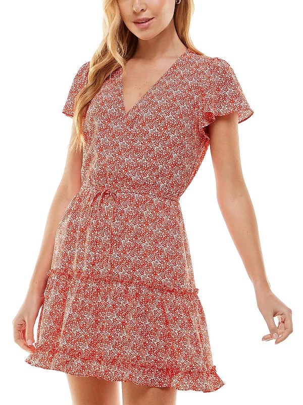 Clearance Event Juniors Womens Floral MIni Fit & Flare Dress