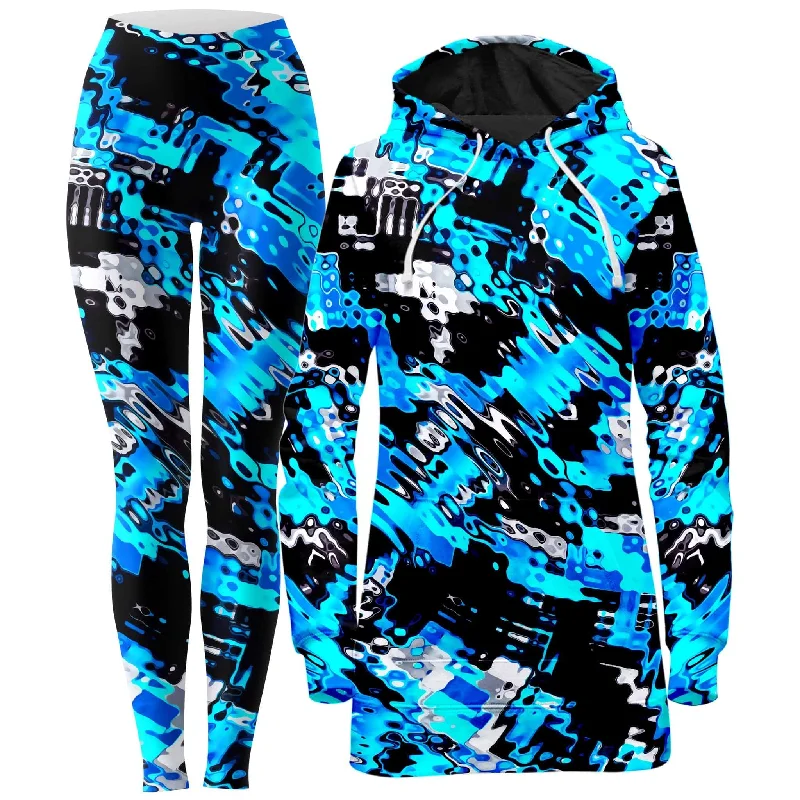 Great Deals Aqua Rave Hoodie Dress and Leggings Combo