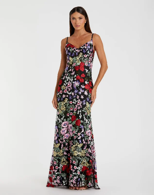 Weekend Flash Sale Floral Embroidered Sweetheart Neckline Gown