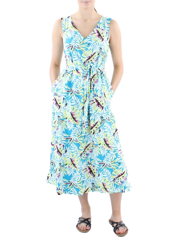 Savings Spectacular Womens Linen Sleeveless Midi Dress