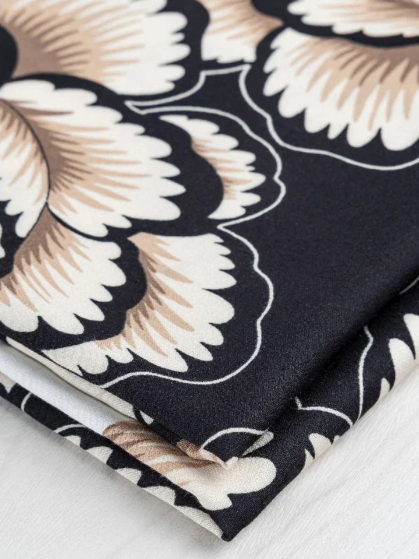 Buy More, Save More Large Graphic Carnation EcoVero Challis - Black + Cream + Beige
