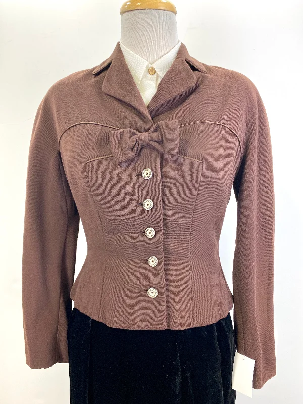 Major Savings Vintage 1950s Women's Brown Wool Fitted Jacket, Small