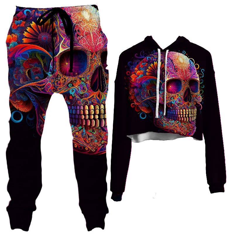 Daily Specials DOTD Skull Crop Hoodie and Joggers Combo