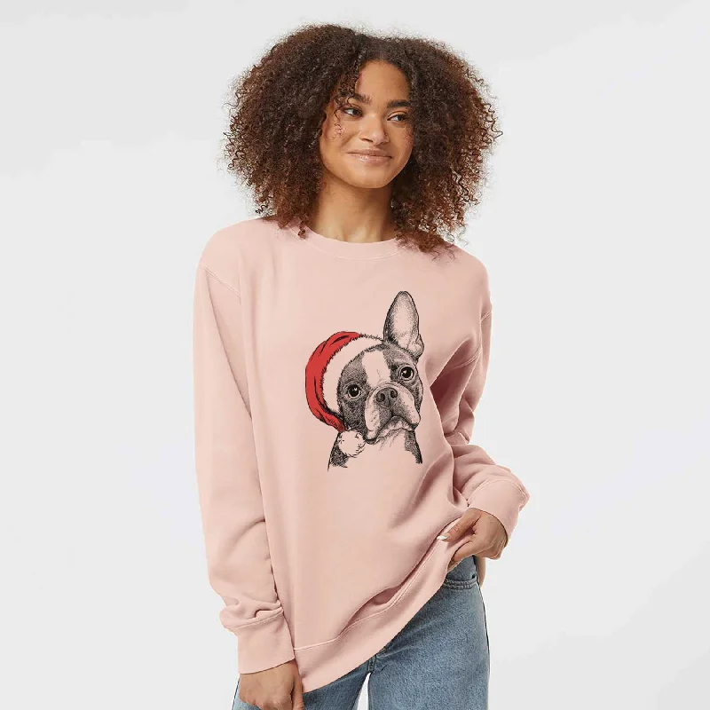 Epic Deals Santa Dee Dee the Boston Terrier - Unisex Pigment Dyed Crew Sweatshirt