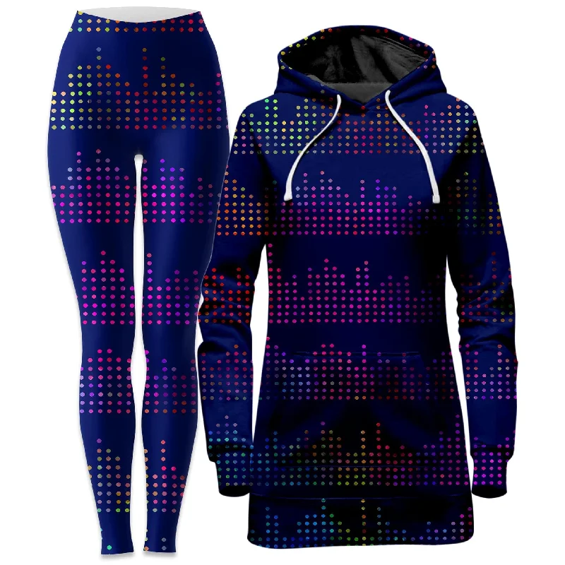 Deal of the Week Techno Equalizer Bars Hoodie Dress and Leggings Combo