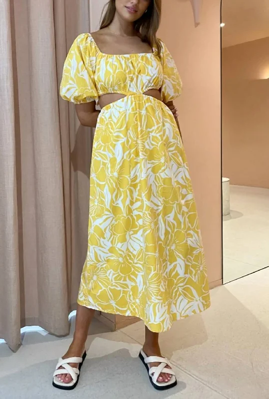 Don't Miss Shalia Maxi Dress In El Marsa Floral Print Marigold
