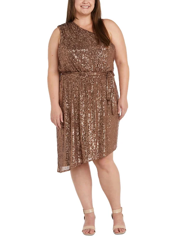 Massive Deals Plus Womens Sequined Knee Length Cocktail and Party Dress