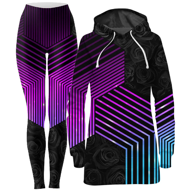 Crazy Deals Connected Hex Hoodie Dress and Leggings Combo