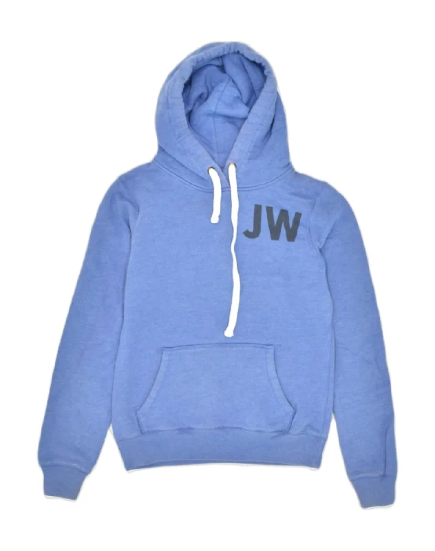 Hurry In JACK WILLS Womens Graphic Hoodie Jumper UK 8 Small  Blue Cotton