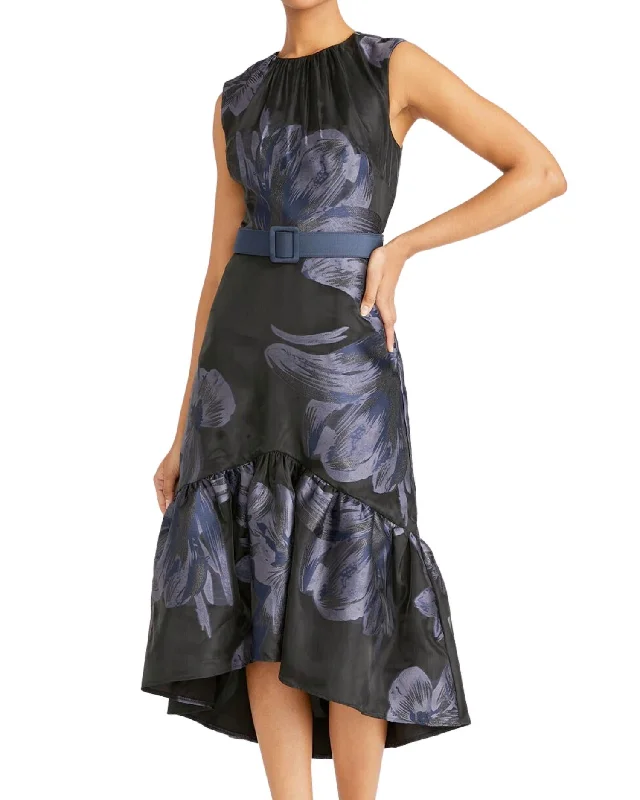 Deal Dash Beatrix Tea Length Dress In Black/dark Midnight