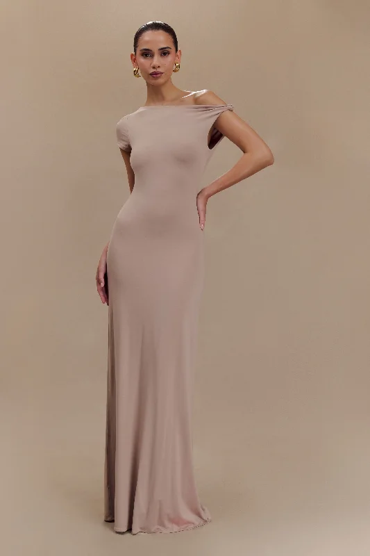 Warehouse Sale Tamsin Short Sleeve Modal Maxi Dress - Mushroom